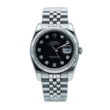 Rolex Datejust 36 White Gold/Steel Black Diamond Dial & Fluted Bezel Jubilee Bracelet 116234